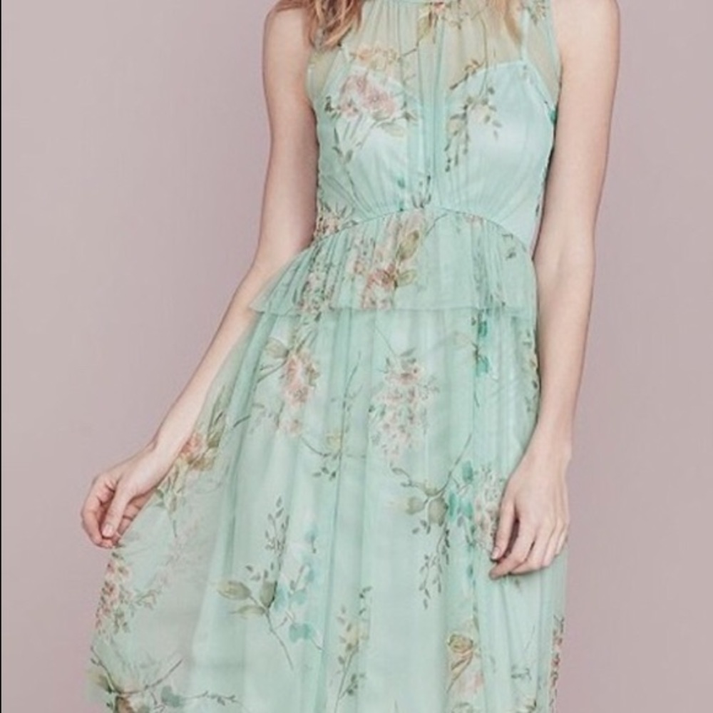Lauren Conrad mint green floral dress - Picture 1 of 7